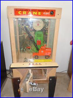 1956 Williams Crane Coin-Op Arcade Game Working Nice Original Sidewalk Engineer