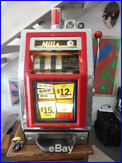 1960's Mills Nickel Slot Machine With Lit Interior Sold As Is Semi Working