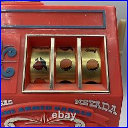 1960's Vintage 10¢ One Armed Banker Medley Slot Machine Las Vegas Toy Bank Works