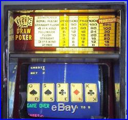1985 Games of Nevada 1 To 5 Quarter Lighted Video Draw Poker Machine-FULLY WORKS
