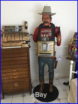 25 Cent Slot Machine Mills Hand Carved Figure Gold Miner Reissue Polk Sanchez