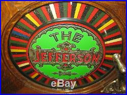 5 Cent WATLING JEFFERSON ONE WHEEL SLOT MACHINE OAK & CAST IRON RARE EARLY