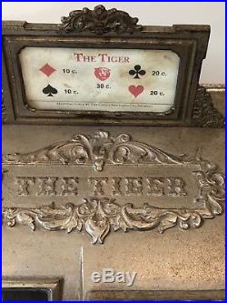 5 cent- RARE CAILLE BROTHERS -1911-THE TIGER- TOKEN PAYOUT cast iron machine