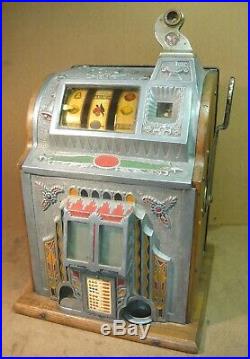 5c Antique Slot Machine 1920s Mills Operator Bell with Pace JP & FREE SHIPPING