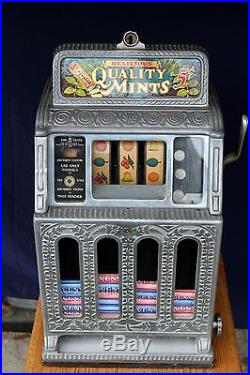 5c Caille Superior Mint Vendor Vintage Antique 3 Reel Nickel Slot Machine Video