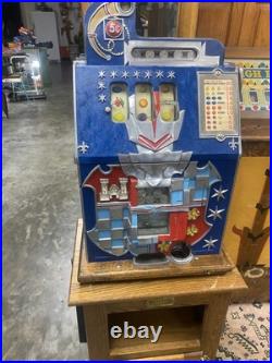 ANTIQUE 1930s MiLLS Castle Front 5 Cent Nickel Slot Machine Coin Operated Sign