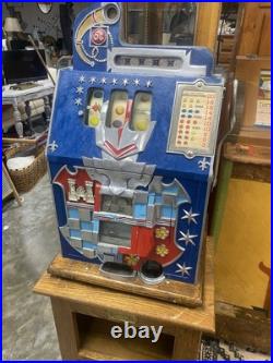 ANTIQUE 1930s MiLLS Castle Front 5 Cent Nickel Slot Machine Coin Operated Sign