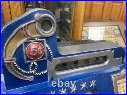 ANTIQUE 1930s MiLLS Castle Front 5 Cent Nickel Slot Machine Coin Operated Sign