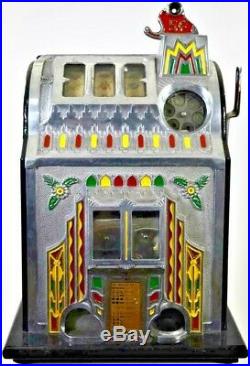 ANTIQUE 1930s PACE 5C FANCY FRONT COMET SLOT MACHINE WITH TWIN JACKPOT & Fortune