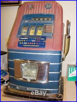 ANTIQUE 1940'S MILLS 10 CENT BELL SLOT MACHINE WithJACKPOT