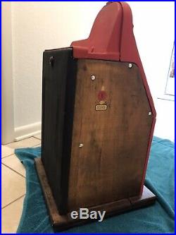 ANTIQUE MILLS Novelty Silver DIAMOND 5 CENT RED SLOT MACHINE 1930s Works WithKey