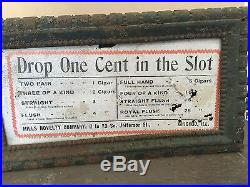 ANTIQUE one cent SLOT MACHINE complete MILLS NOVELTY CO. Chicago, Ill 1906