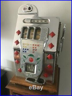 All Original Antique Mills 10 Cent Slot Machine Diamond Front Works Perfect