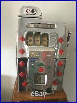 All Original Antique Mills 10 Cent Slot Machine Diamond Front Works Perfect