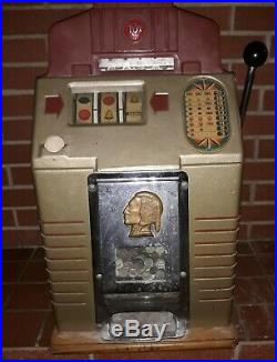 Ant vtg Art Deco 10 Cent OD JENNINGS Chief Slot Machine Mid Century Modern &KEYS