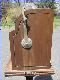 Antique 1915 Mills CAST IRON Slot Machine Case w Curved Glass Front OWL on Top