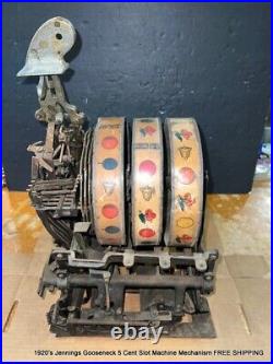 Antique 1920's Jennings Gooseneck 5 Cent Slot Machine Mechanism FREE SHIPPING