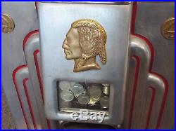 Antique 1930s JENNINGS SILVER CHIEF 5c Cent 3 Reel Manual SLOT MACHINE -WORKS