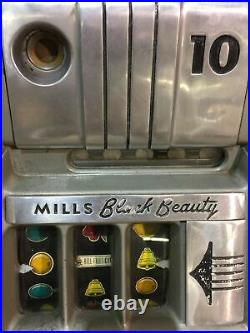 Antique 1930s Mills Black Beauty 10 Cent High Top Vintage Slot Machine Works