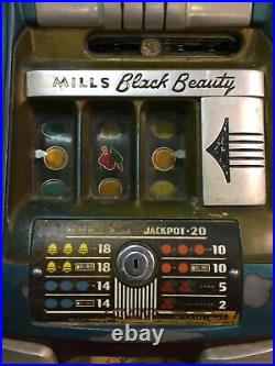 Antique 1930s Mills Black Beauty 5 Cent High Top Vintage Slot Machine Works