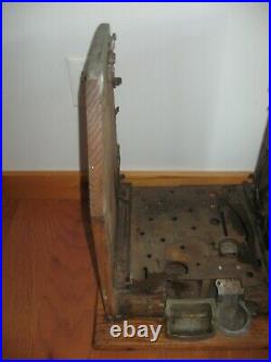 Antique 1930s Mills Castle Wood Cabinet Nickel 5 25 Cent Slot Machine Front Part