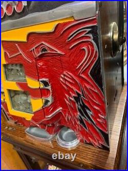 Antique 1931 Mills 5 Cent Novelty Co Wolfs Head Gooseneck Slot Machine