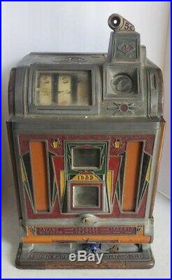 Antique 1932 Jennings 5 Cent Nickel Slot Machine All Original Fok Front Vendor