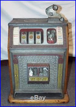 Antique 1934 WATLING WONDER BELL TWIN JACKPOT 5c Cent 3 Reel Manual SLOT MACHINE