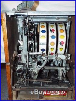 Antique 1934 WATLING WONDER BELL TWIN JACKPOT 5c Cent 3 Reel Manual SLOT MACHINE