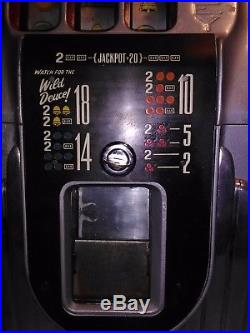 Antique 1940's Buckley Mills 25 Cent Wild Deuce Slot Machine, Working 100%