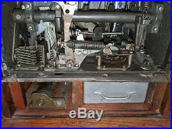 Antique 1940's Cast Iron Slot Machine DIAMOND FRONT 25 CENT Chrome Face Jackpot
