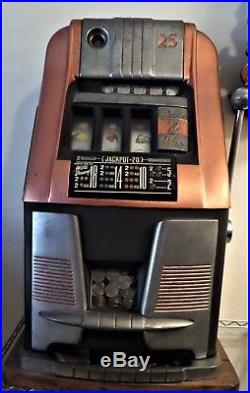 Antique 1940's Mills High Top 25 Cent Wild Deuce Slot Machine All Original