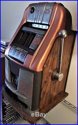 Antique 1940's Mills High Top 25 Cent Wild Deuce Slot Machine All Original