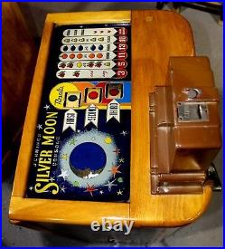 Antique 1941 O. D. Jennings 5 Cent Silver Moon Console Slot Machine