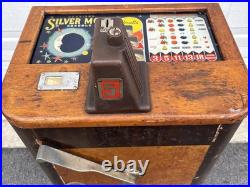 Antique 1941 O. D. Jennings Silver Moon 5 Cent Console Slot Machine Restoration