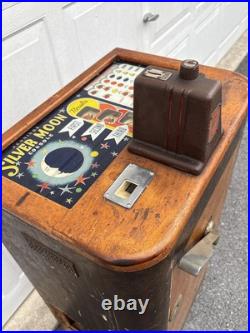 Antique 1941 O. D. Jennings Silver Moon 5 Cent Console Slot Machine Restoration