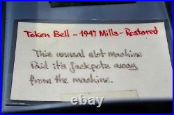 Antique 1947 Mills Token Bell 25 Cent Slot Machine, Restored
