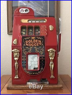 Antique 25¢ Golden Nugget Slot Machine with Key