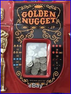 Antique 25¢ Golden Nugget Slot Machine with Key