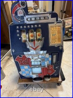 Antique 25ct Mills Slot Machine Castle Restored Gold Leaf Sided Double Jackpot