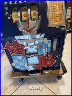 Antique 25ct Mills Slot Machine Castle Restored Gold Leaf Sided Double Jackpot