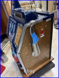 Antique 25ct Mills Slot Machine Castle Restored Gold Leaf Sided Double Jackpot
