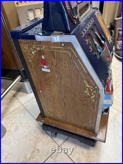 Antique 25ct Mills Slot Machine Castle Restored Gold Leaf Sided Double Jackpot