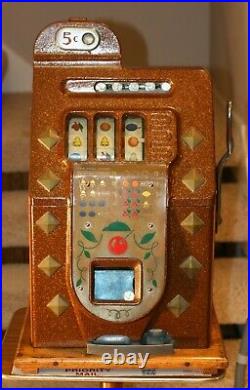 Antique 5 Cent Mills Diamond Front Slot Machine
