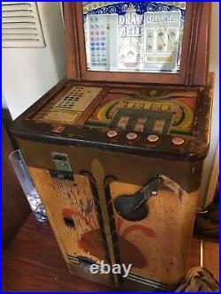 Antique 5 cent Slot Machine 1936 ballys wood used