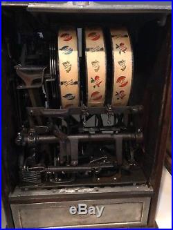 Antique 5 cent WORKING JENNINGS coin slot machine with nice working side vender