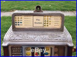 Antique Caille Bros. 25 Cent Superior Bell Jackpot Casino Slot Machine