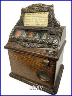 Antique Caille Good Luck Cigar Casino 5Wheel Penny Slot Machine Trade Stimulator