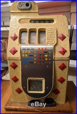 Antique Cast Iron Nickel Slot Machine Mills Novelty Co. Works