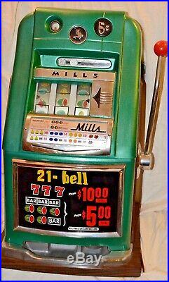 Antique Collectible Mills 5 Cent Coin Slot Machine